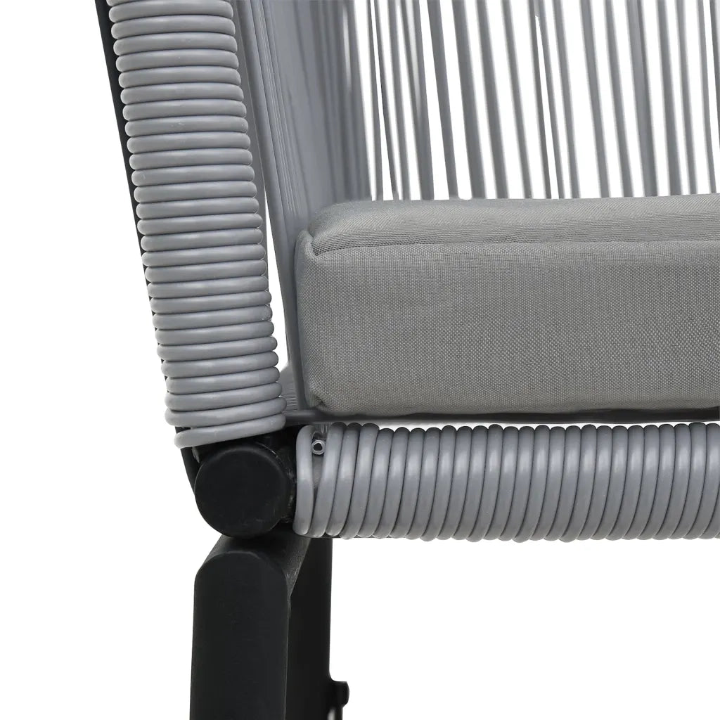 Set da Bistrot 3 pz | Set Salotto da Giardino con Cuscini in Polyrattan Grigio