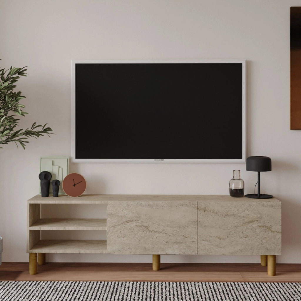 Porta TV in legno "River" - 150 x 31 x 48 cm - Travertino