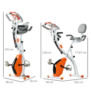 Cyclette Pieghevole con Resistenza Magnetica 8 Livelli Volano 2,5kg in Acciaio e ABS Grigio e Arancione