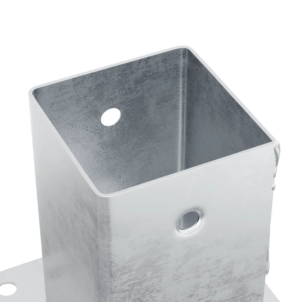 Basi per Pali Quadrate 4 pz Argento 81x81 mm in Acciaio Zincato CFW9340326