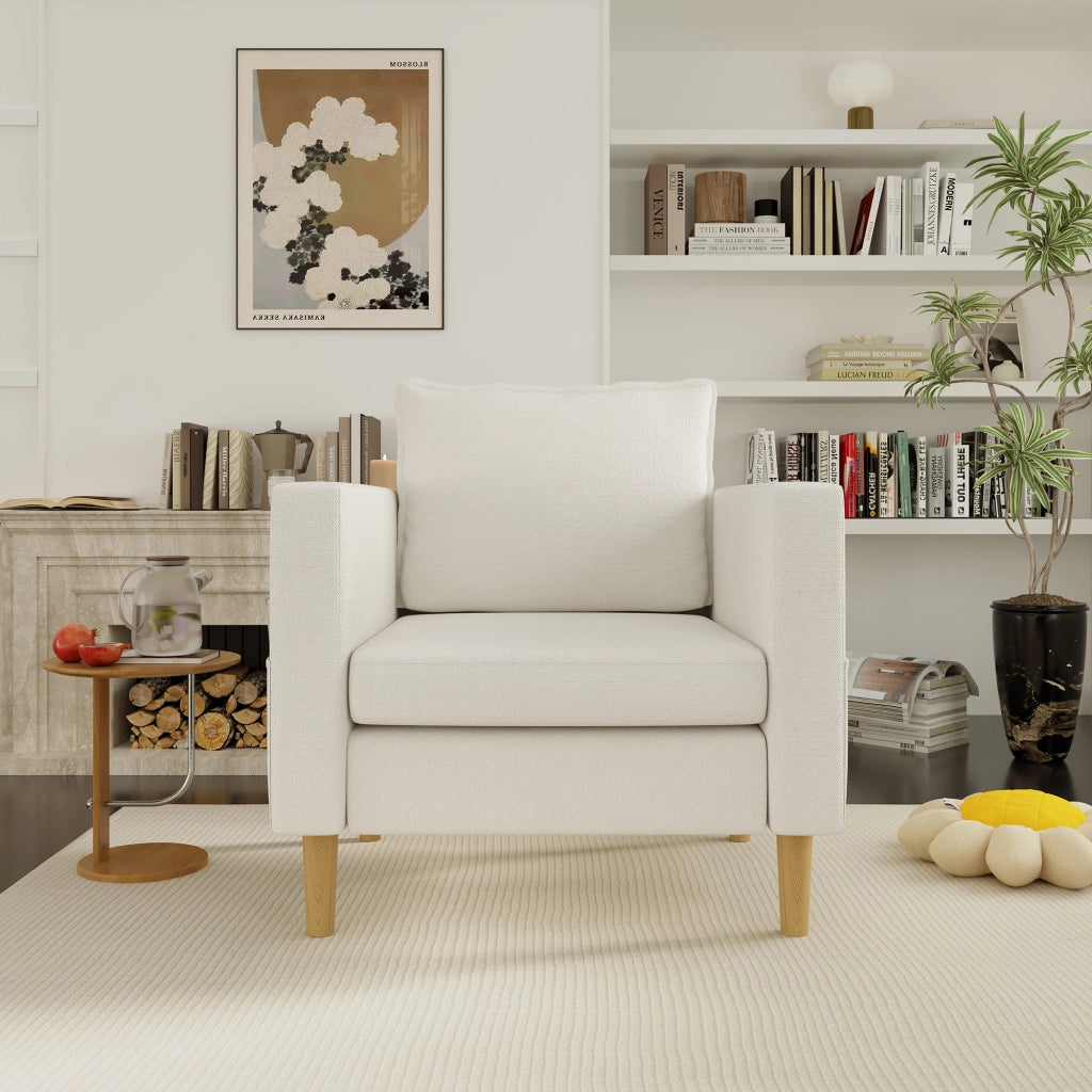 POLTRONA da lettura 71x68x82 cm in chenille beige