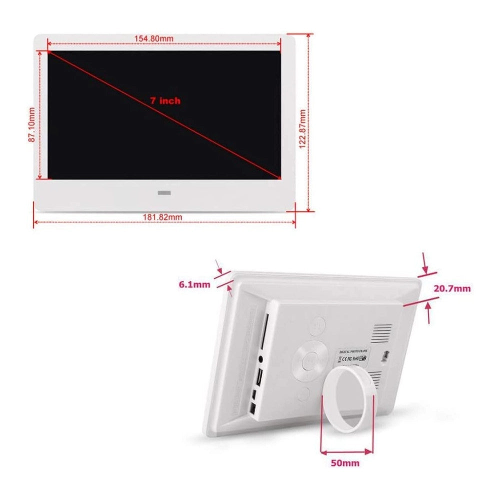 Trade Shop - Cornice Digitale 7" Usb Foto Video Mp3 Jpg Sd Avi Card Telecomando Wide Screen -