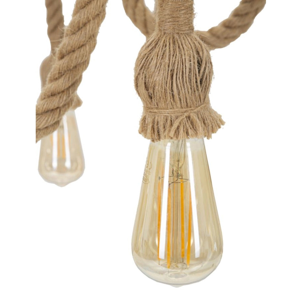 Lampada a Sospensione VKH75, Marrone, Corda, 64x64x90 cm