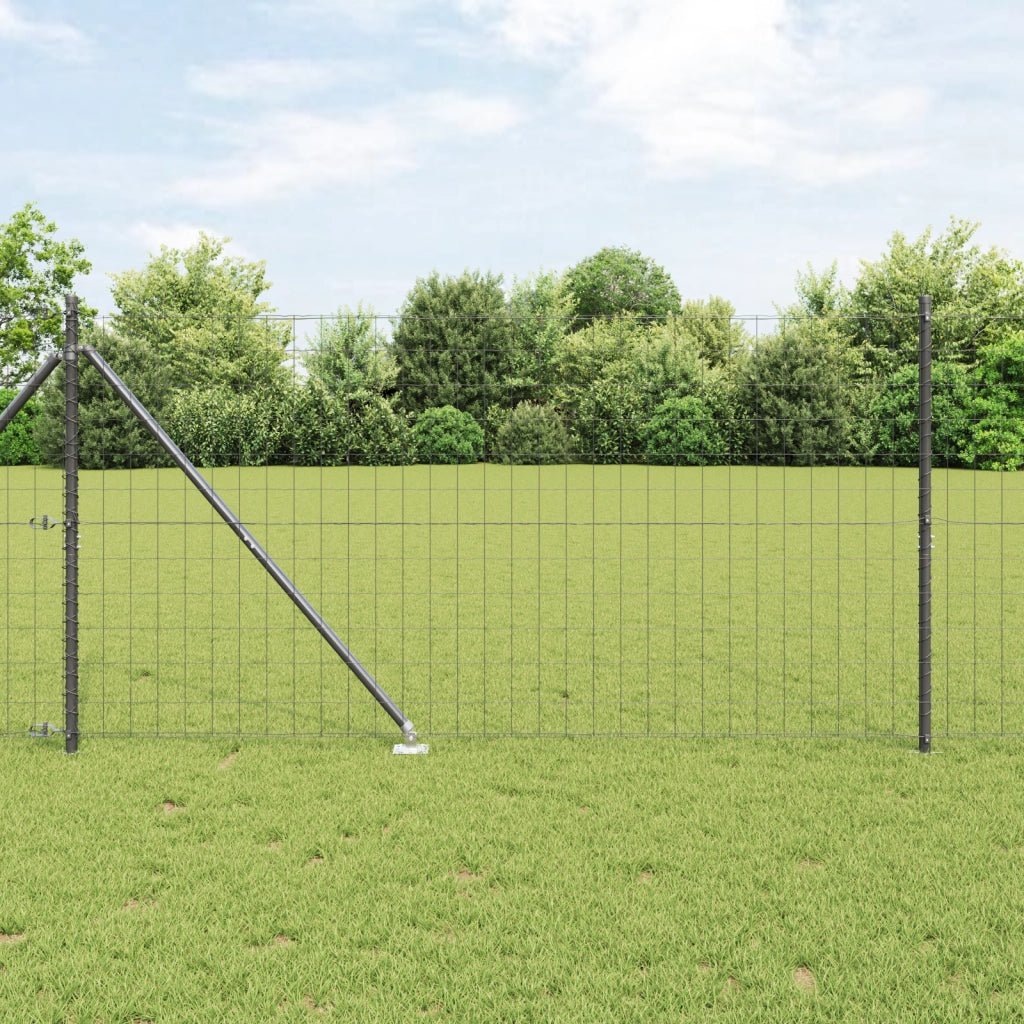 Recinzione Euro con 7 Picchetti 1.4x10 m Acciaio Zincato Grigio