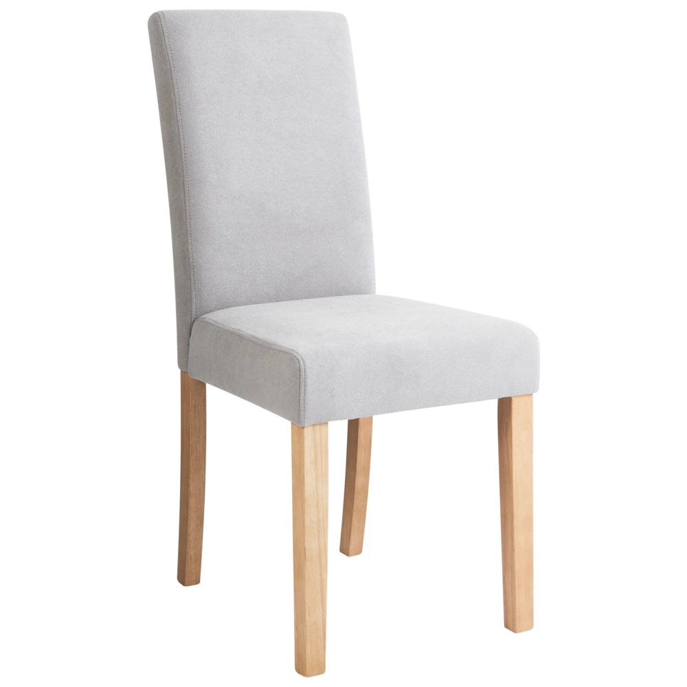 Set di 2 Sedie da Pranzo in Tessuto Grigio Gambe in Legno Moderne