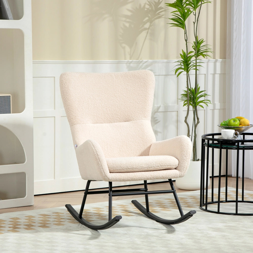 Poltrona a dondolo ¨C zephmum ¨C beige e nero, gambe in acciaio