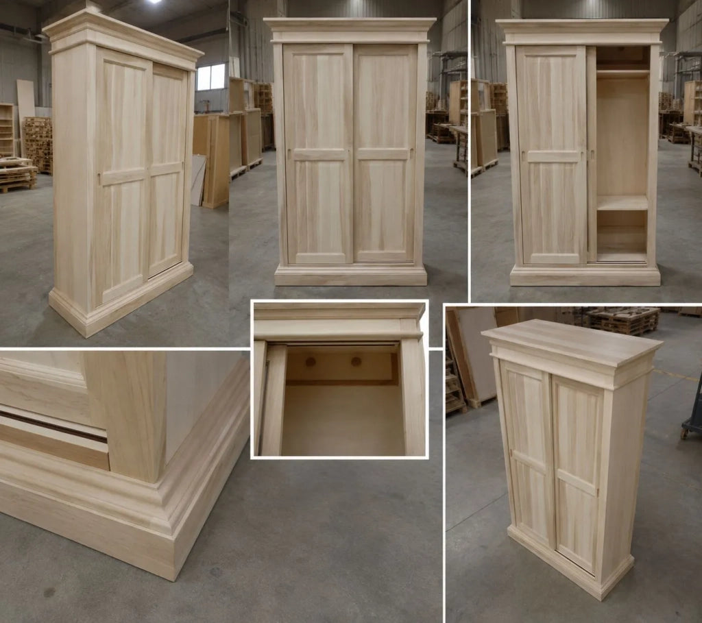 Armadio classico 2 porte scorrevoli legno grezzo 128x50x200 (483) - Mobili 2G