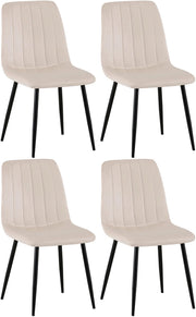 Set di 4 sedie Dijon crema,Velluto