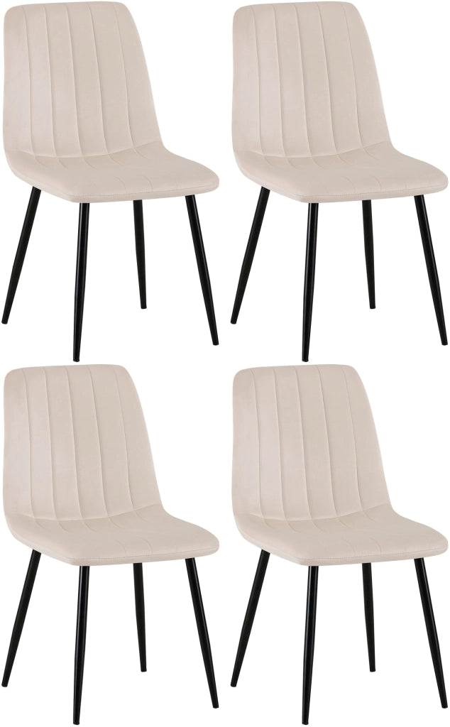 Set di 4 sedie Dijon crema,Velluto