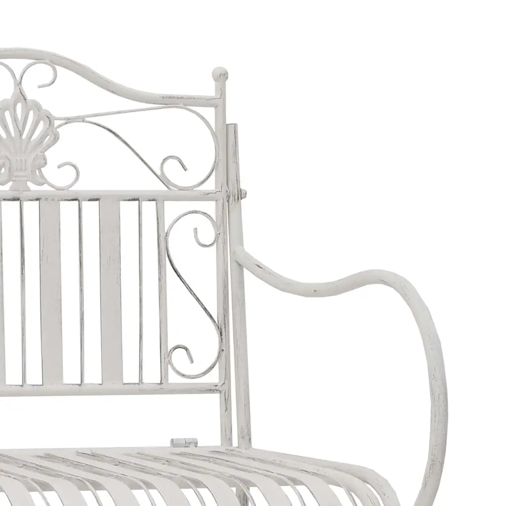 Panchina da giardino Bianco Antico 103,5 x 59 x 89 cm Acciaio 42008118