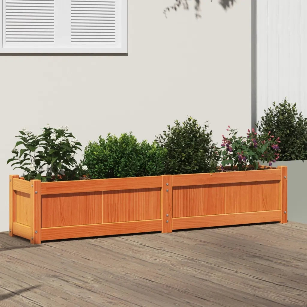 Fioriera Giardino Marrone Cera 150x31x31 cm Legno Massello Pino 837478
