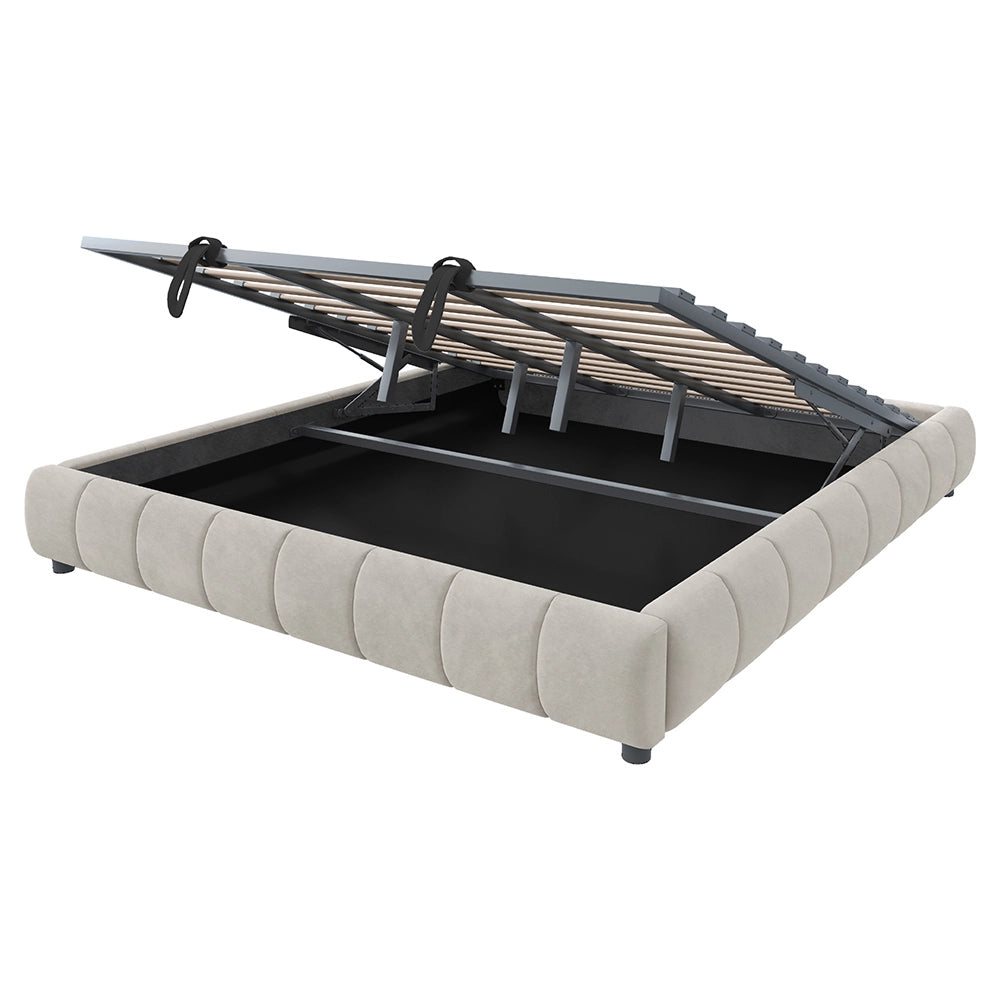 Letto-Xylo-180x200 cm-LED, idraulico, sospeso, beige