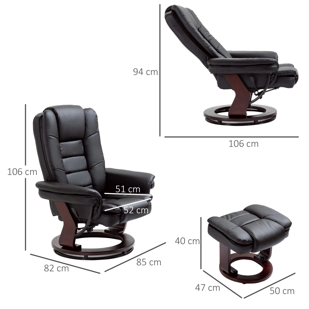 EasyComfort Set Poltrona Relax e Pouf Poggiapiedi, Girevole a 360° e Reclinabile, Similpelle PU