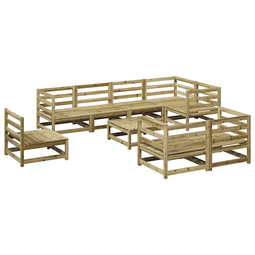 vidaXL Set Divani da Giardino 9 pz in Legno Impregnato di Pino
