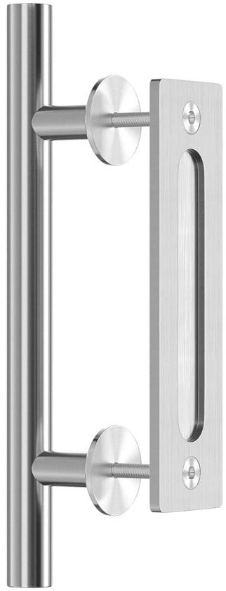 Maniglia scorrevole - maniglia in acciaio inossidabile a doppia faccia - maniglia di trazione e di spinta per una porta di legno - adatta per giardino, soggiorno, cucina, porta in legno - facile da installare - lunghezza totale 30 cm