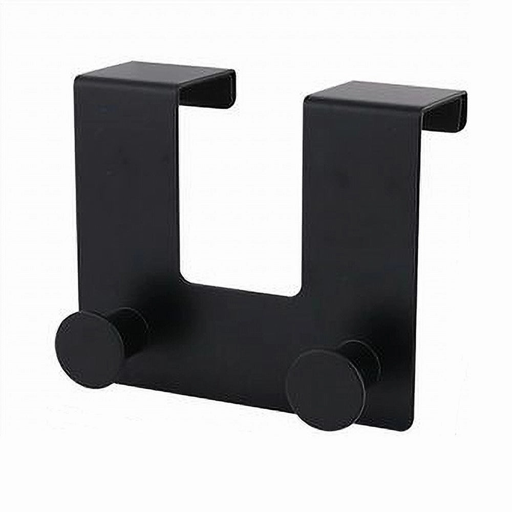 Trade Shop - Appendiabiti Da Porta Con 2 Ganci 12.5x11.5cm Nero Per Asciugamani Vestiti 87775 -