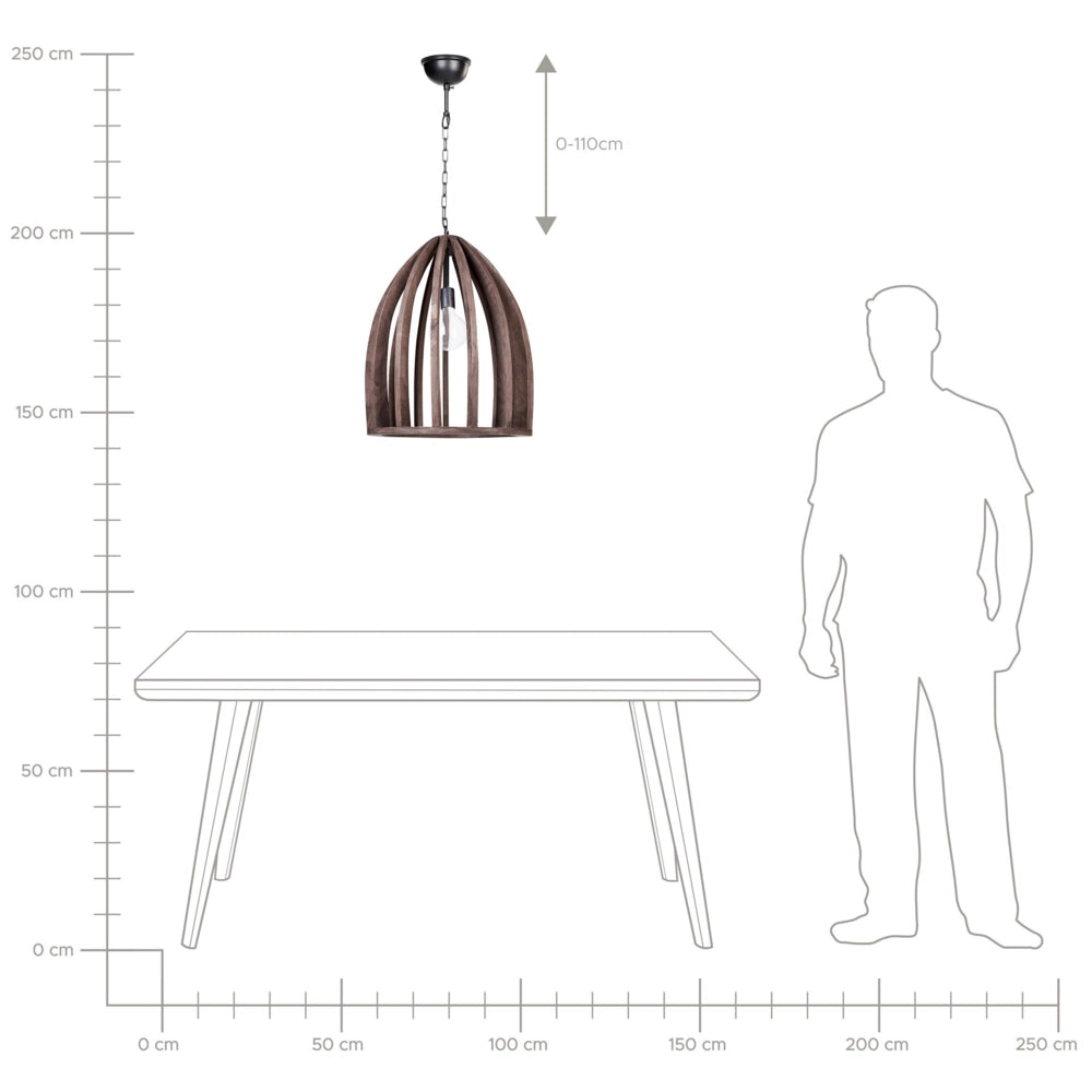Lampada a sospensione in marrone scuro con paralume in legno naturale Plafoniera in stile boho Accessori per la casa fatti a mano