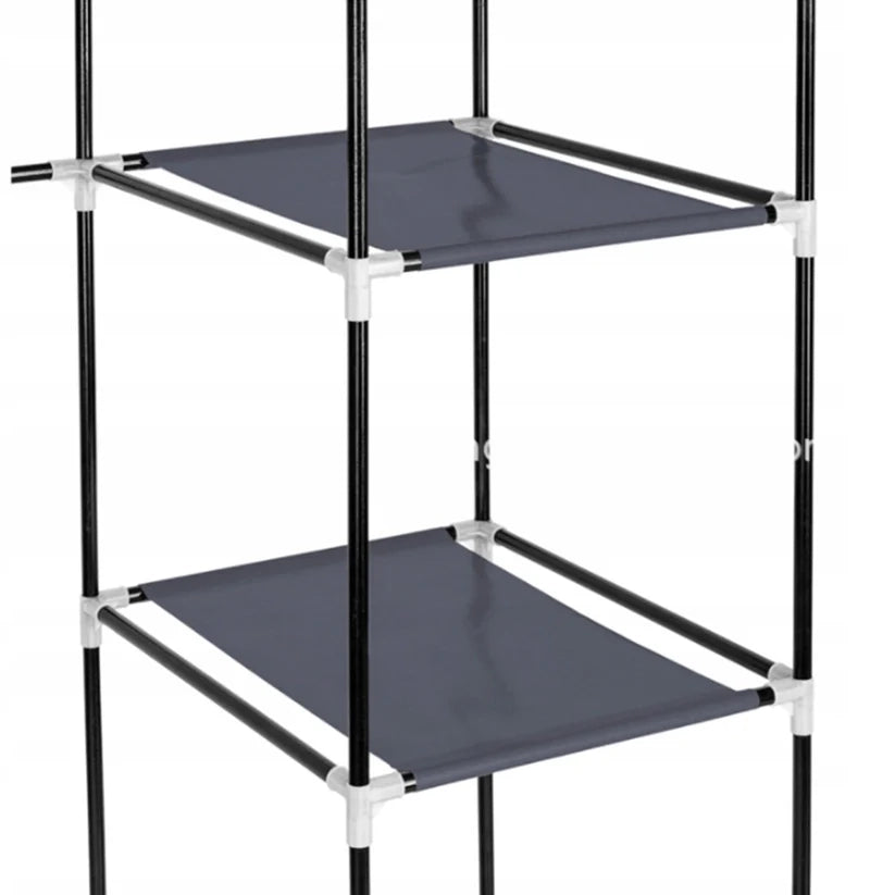 Armadio 170x45x170 cm in finitura nera, ideale per la camera da letto.