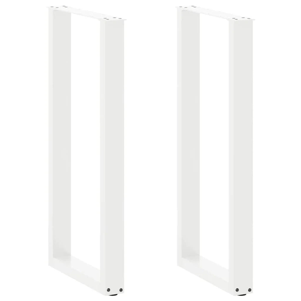 Set di 2 gambe regolabili per tavolo da bar a forma di U 40 x 100-101 cm estetica moderna finitura opaca in acciaio bianco 02_0057469