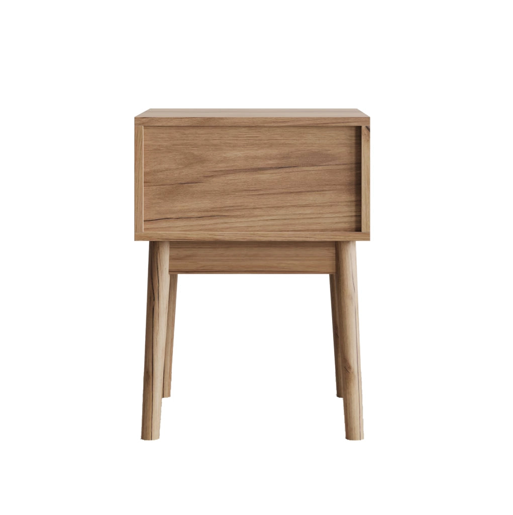 Comodino ULEVR 40x40x55 cm con 2 cassetti e maniglie in metallo, colore rovere