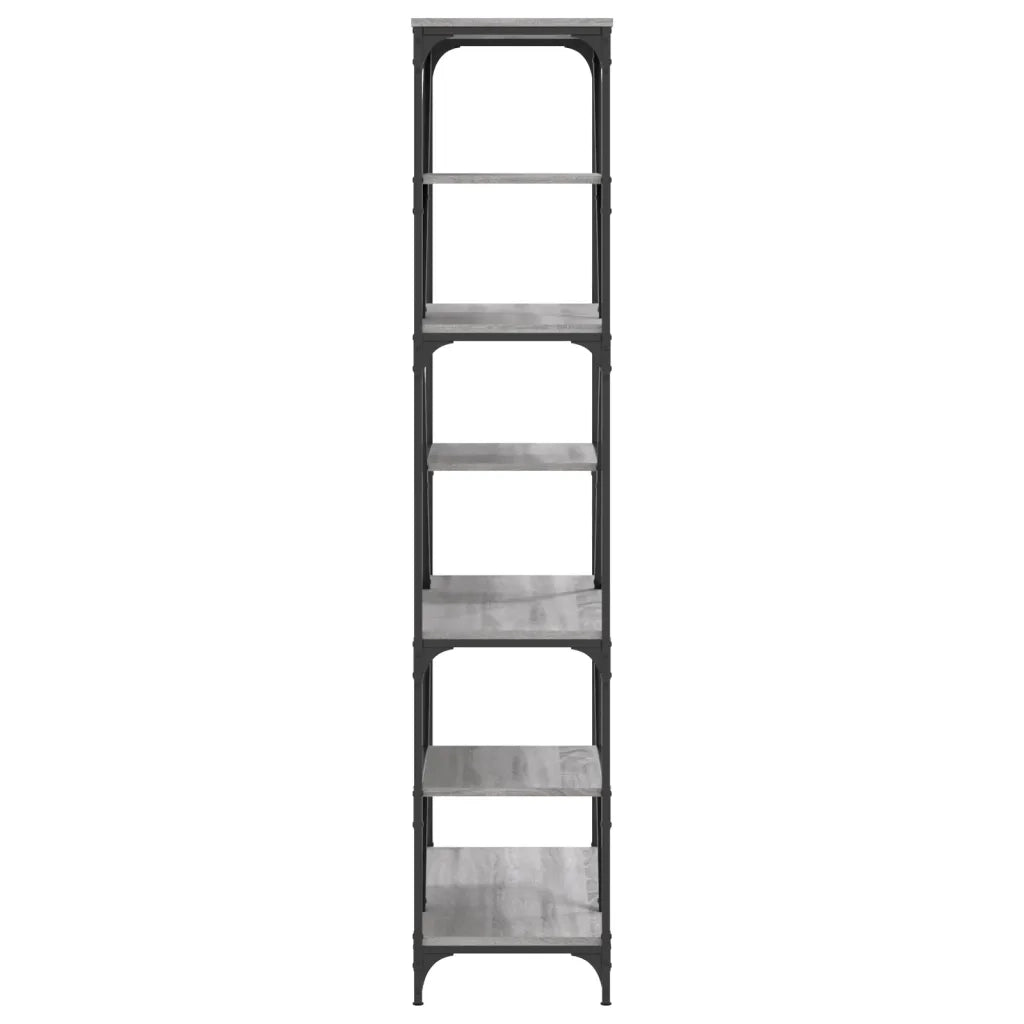 Libreria Grigio Sonoma 91x36x176 cm Legno Multistrato e Acciaio 835417