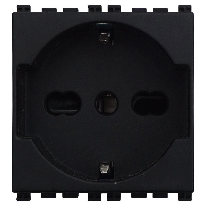 Presa Schuko 2P+T 16A Colore Nero Compatibile Con Vimar Arke