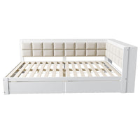 Divano letto legno 140x200cm?- Xylo - pino cassetto bianco