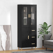 Credenza-Buffet-Armadio da cucina Rovere Nero 69,5 x 34 x 180 cm Legno multistrato 770807