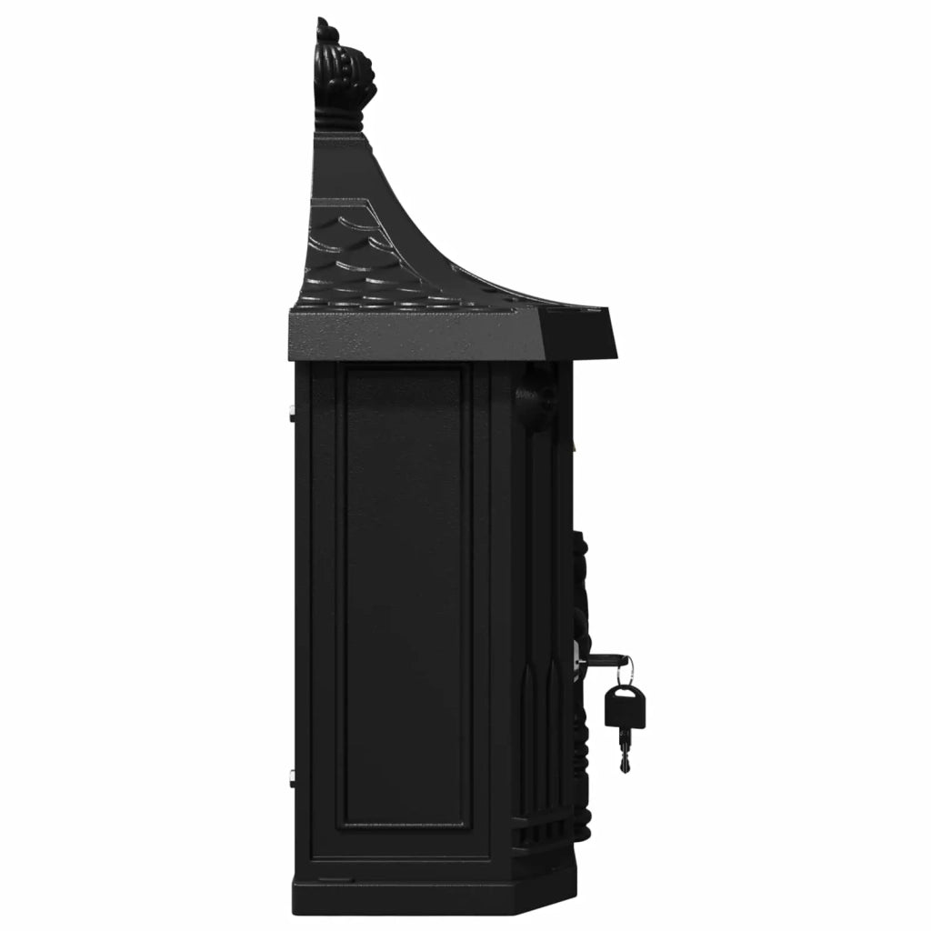 Cassetta Postale da Muro con porta Nero 40,5 x 16 x 45 cm