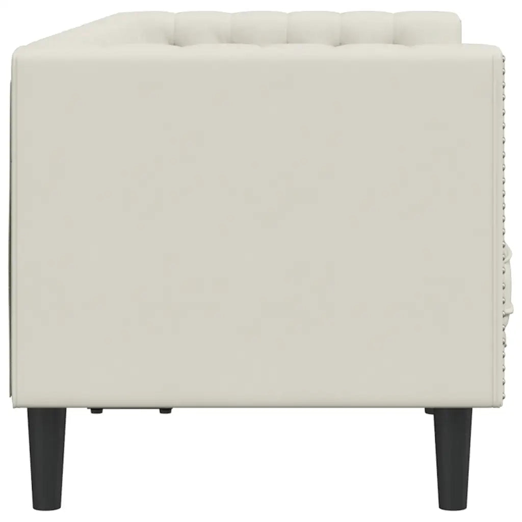Divano Chesterfield con Rinforzi 2 Posti Crema in Velluto 372690