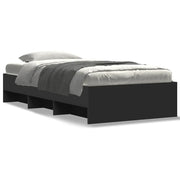 Letto singolo | Letto per adulti | Giroletto Nero 75x190 cm in Legno Multistrato