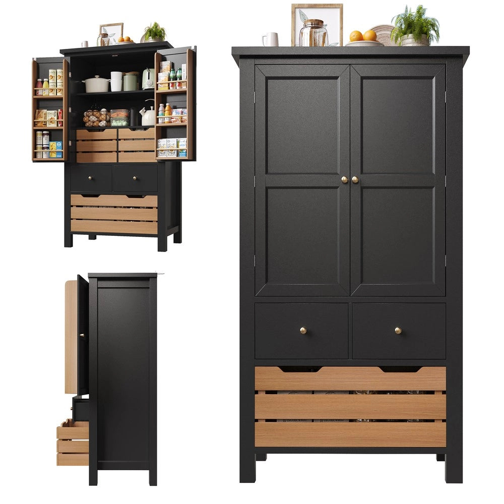 Mobiletto multiuso ante e cassetti ¨C Minimal ¨C 80x40x140 cm nero bianco