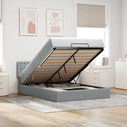 Pouf Letto con Materasso Grigio Chiaro 140x190 cm in Tessuto