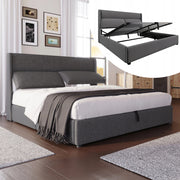 Letto imbottito 160x200 - Xylo - Testiera regolabile, idraulico