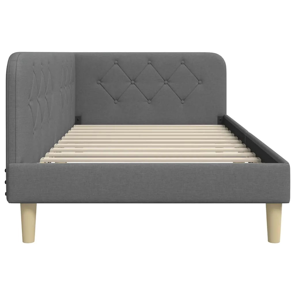Cornice del letto ad angolo Grigio scuro 100 x 200 cm Tessuto