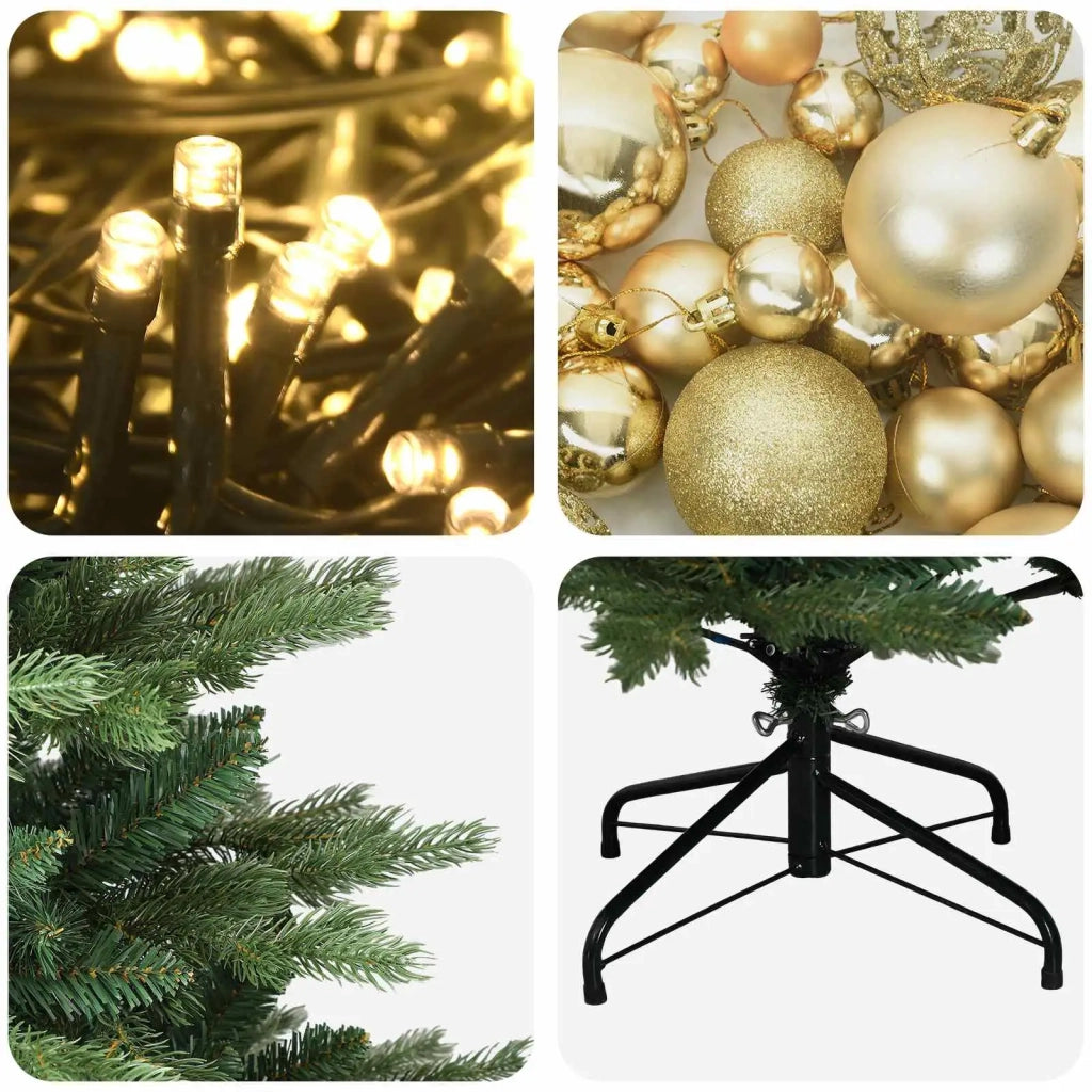 Albero di Natale artificiale con palline 120 cm 150 LED 3465671