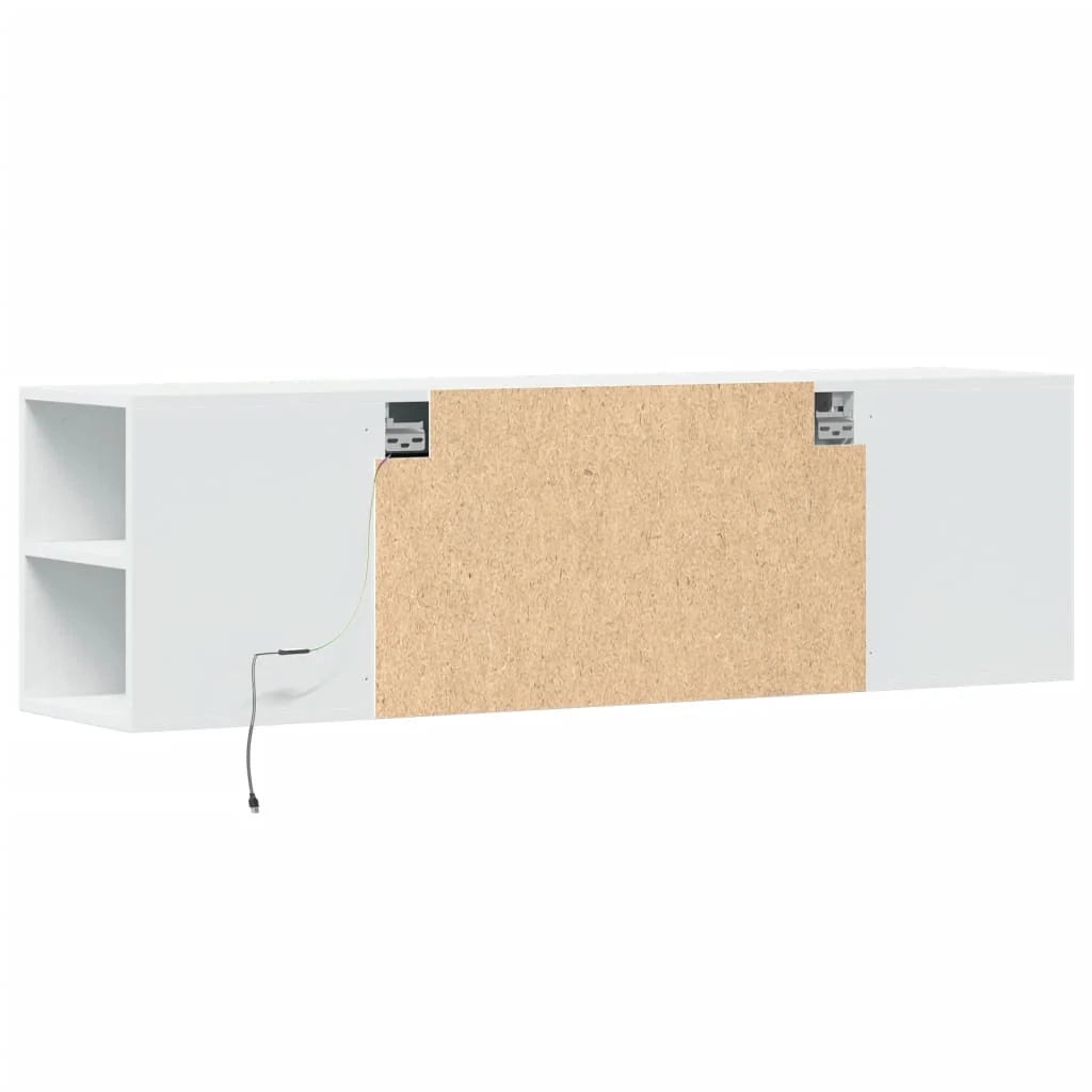Mobile TV multimediale mensola TV credenza mobile TV sala da pranzo soggiorno camera da letto montaggio a parete con luci LED 135 x 31 x 39,5 cm bianco 02_0027862