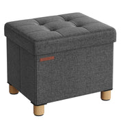Pouf contenitore con poggiapiedi panca pieghevole con vano portaoggetti 32 x 40 x 33,5 cm per soggiorno/camera da letto grigio 12_0007280