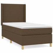 Letto singolo | Letto per adulti | Giroletto a Molle con Materasso Marrone Scuro 90x190cm Tessuto