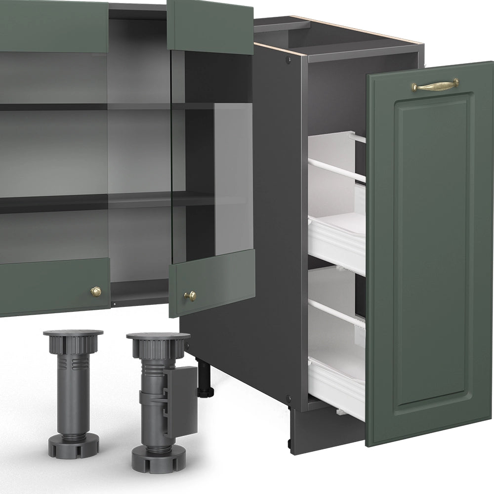 Cucina componibile Fame-Line Verde-oro rustico/Antracite 280 cm, PL Antracite Vicco