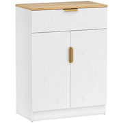 Credenza moderna, mobile contenitore con cassetto e ripiano regolabile, bianca