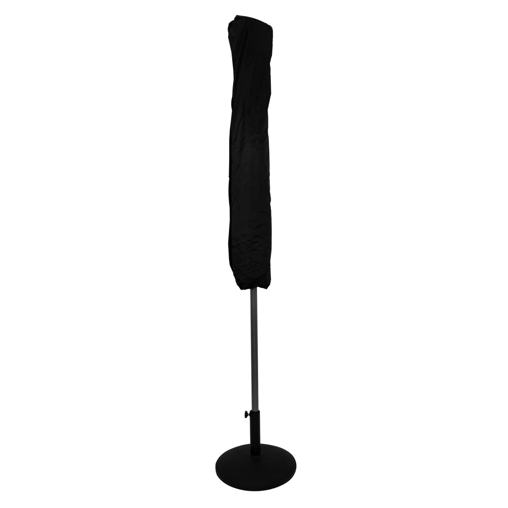 Ombrellone LED Inclinabile 2,7m Grigio con Base e Luci Solari