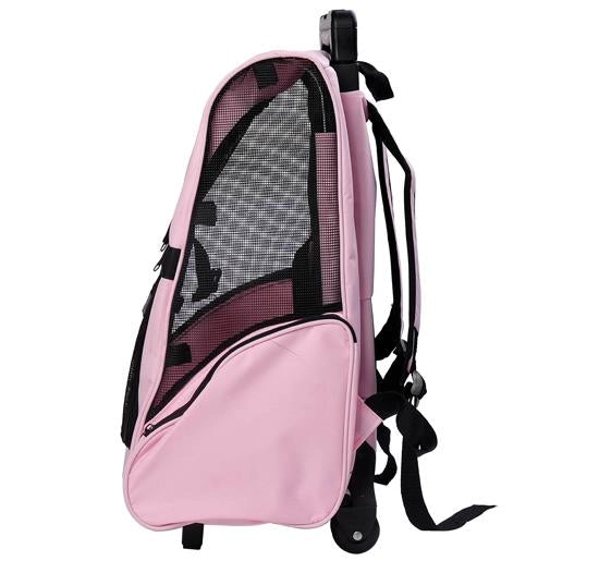 TROLLEY ZAINO DI VIAGGIO PER ANIMALI DOMESTICI MULTIUSO 2 IN 1 36X30X49 CM ROSA