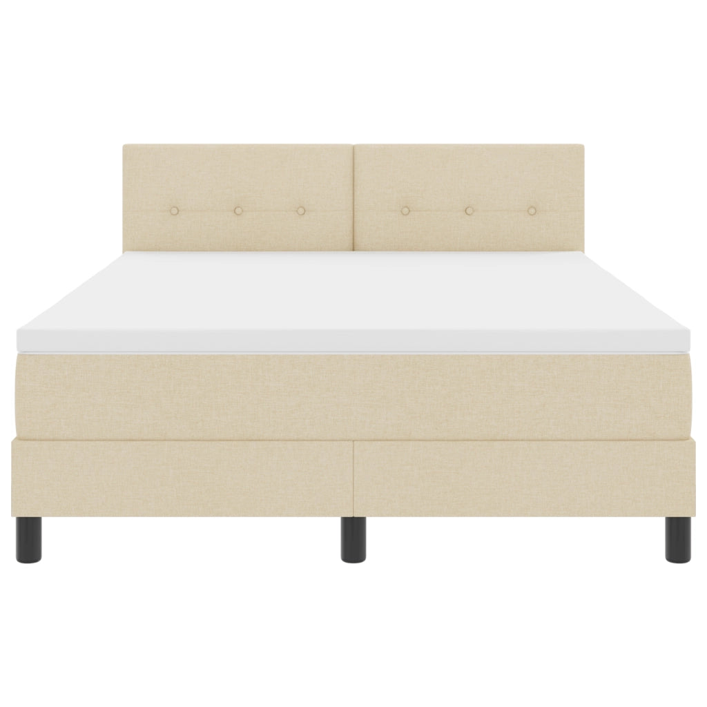 lettino box con materasso e LED crema 140x190 cm tessuto