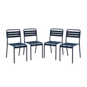 set 4 sedie da giardino bistrot in acciaio, blu navy