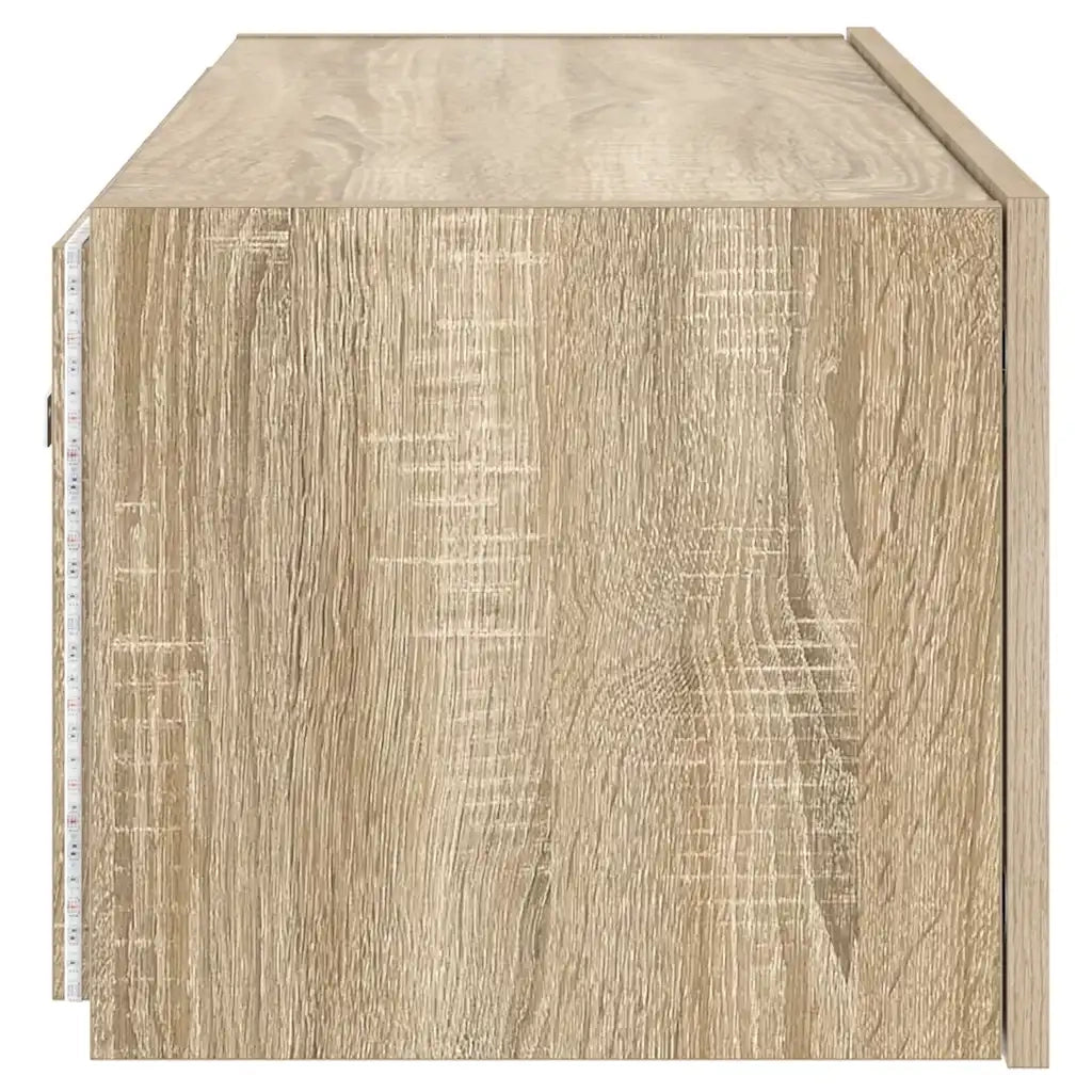 Mobile TV a Parete con Luci LED Rovere Sonoma 80x35x31 cm