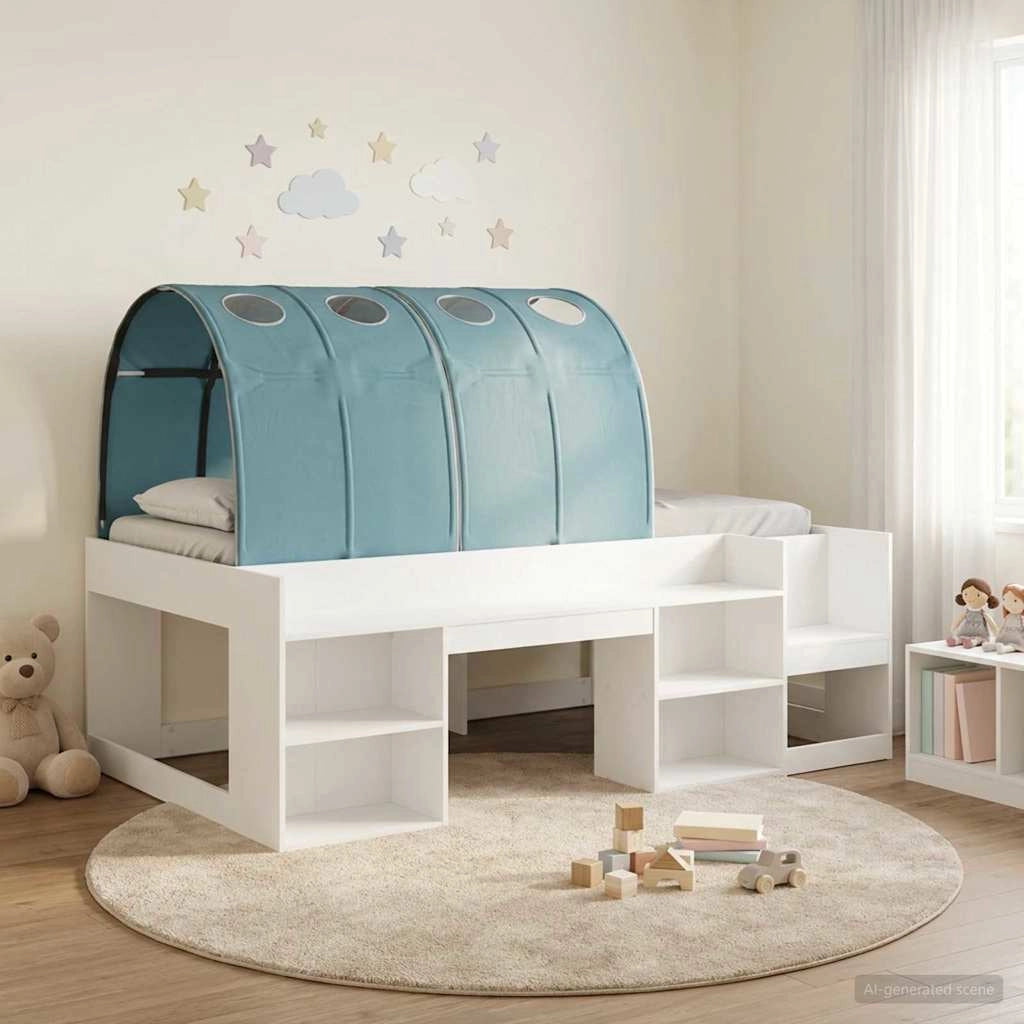Letto alto per bambini con storage 3 pz Bianco e azzurro 3423594