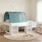 Letto alto per bambini con storage 3 pz Bianco e azzurro 3423594