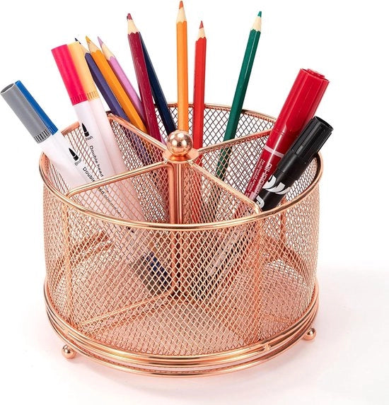 Organizzatore di Scrivania con Regolazione di Angolo Multifunzionale 360 Gradi con 4 Cassettoni Grande Capacità Rosa Oro