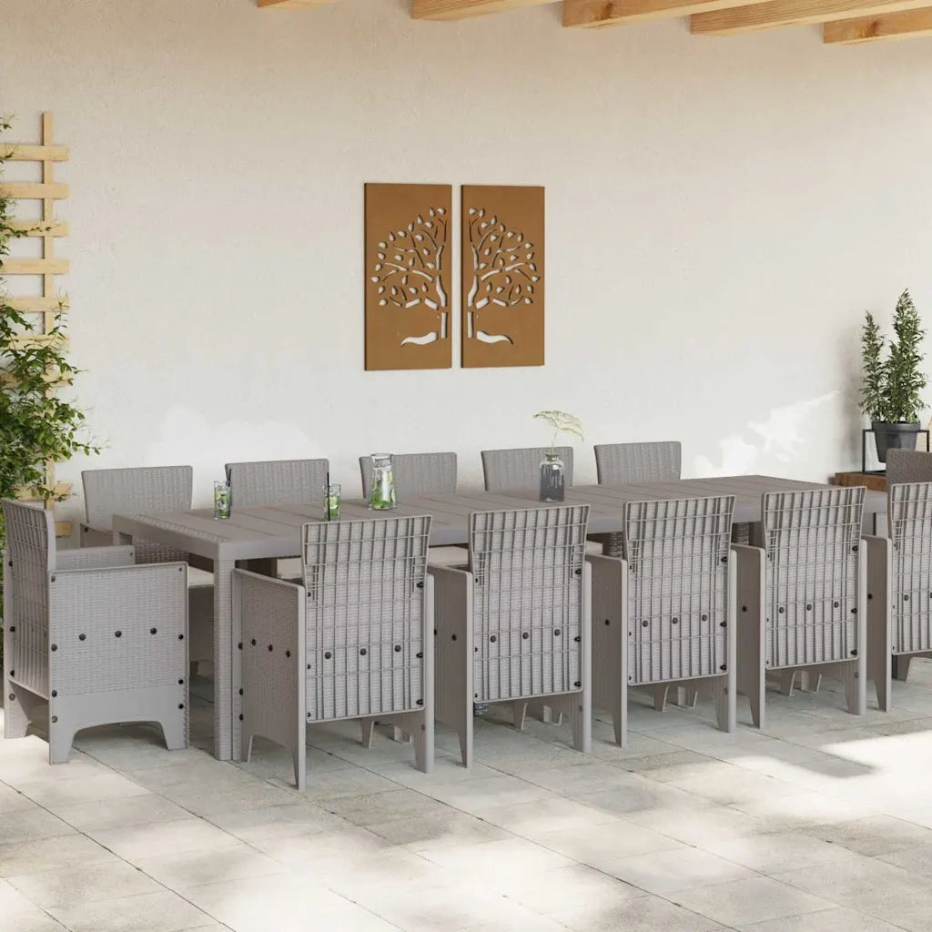 Set da Pranzo per Giardino con cuscino 13 pcs Grigio chiaro